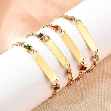 304 Stainless Steel Link Bracelets BJEW-A146-03G-1