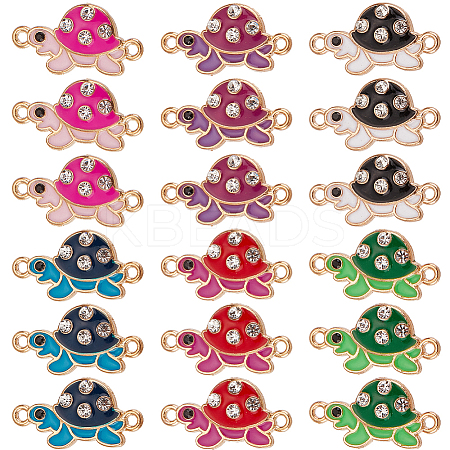 48pcs 6 Colors Alloy Enamel Connector Charms ENAM-SC0004-22-1