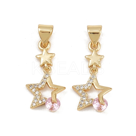 Brass Micro Pave Cubic Zirconia Pendants KK-C132-08G-1