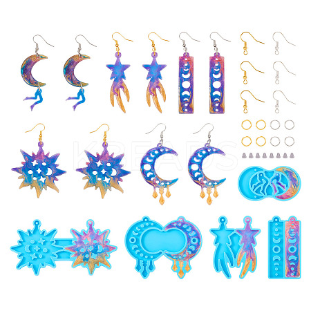 5Pcs 5 Style Moon Phase & Star Pendant Silicone Molds DIY-TA0004-98-1