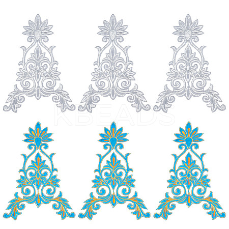 6Pcs 2 Colors Flower Computerized Embroidery Iron on/Sew on Patches PATC-ME0001-05-1