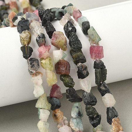 Raw Rough Natural Multicolor Tourmaline Beads Strands G-M453-C09-1