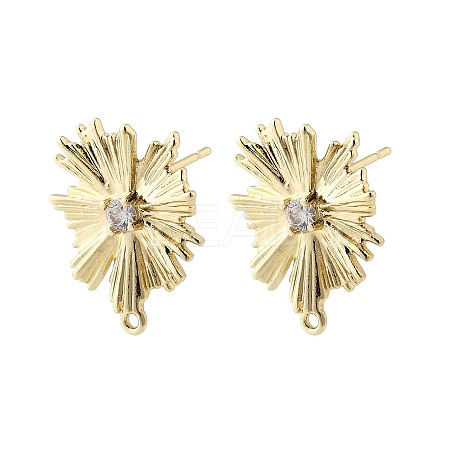 Brass Micro Pave Cubic Zirconia Stud Earring Findings KK-K371-39G-1