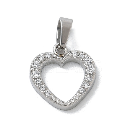 304 Stainless Steel Micro Pave Cubic Zirconia Pendants STAS-Z107-04P-01-1