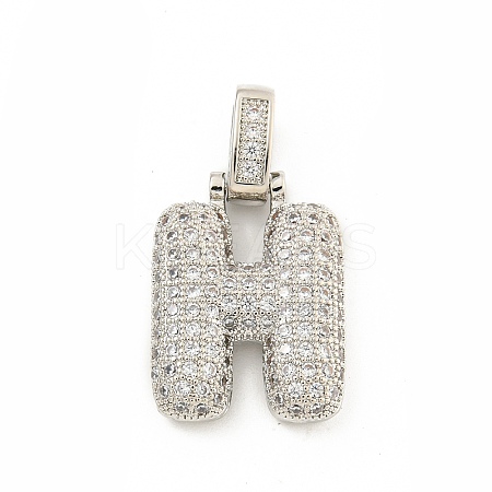Brass Micro Pave Clear Cubic Zirconia Pendants KK-B099-01P-H-1