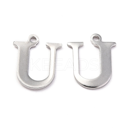 Tarnish Resistant 304 Stainless Steel Alphabet Charms STAS-H122-U-P-1