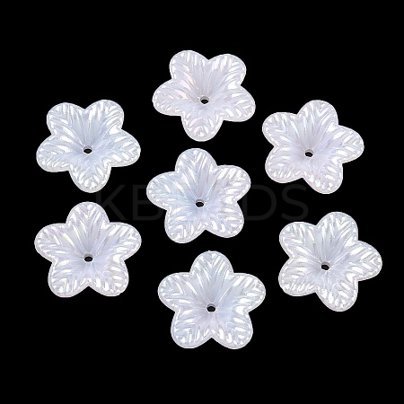Plating Opaque Acrylic Imitation Shell Bead Cap OACR-P039-03C-1