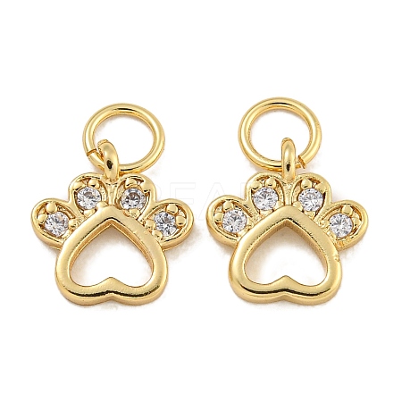Rack Plating Brass Micro Pave Clear Cubic Zirconia Charms KK-U030-07G-1