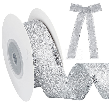 10 Yards Polyester Ribbons with Fringe Edge OCOR-WH0070-120A-1