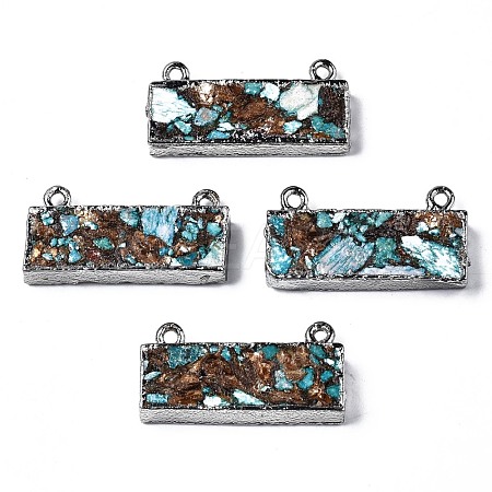 Assembled Natural Bronzite & Synthetic Turquoise & Imperial Jasper Pendants Links G-N330-033-1