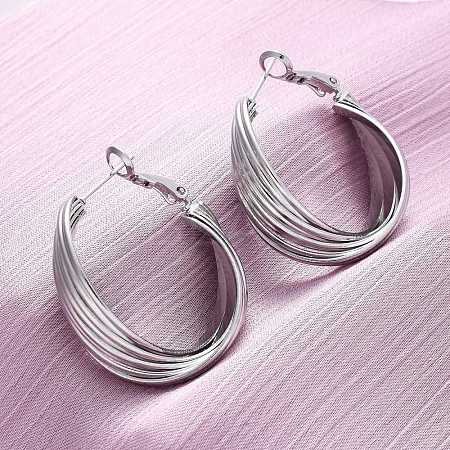 Brass Twist Hoop Earrings EJEW-R025-30P-1