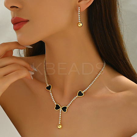 Heart-shaped Brass Cubic Zirconia Necklaces & Earrings Sets for Women UE8340-1