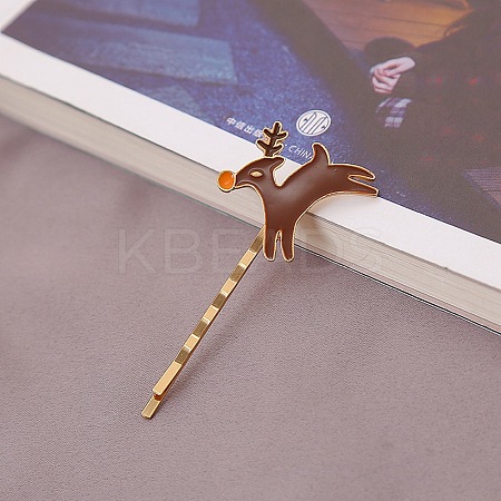 Christmas Theme Alloy Enamel Hair Bobby Pin AJEW-A056-04B-1