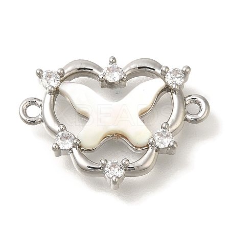 Brass Clear Cubic Zirconia Heart Links KK-K388-83P-1