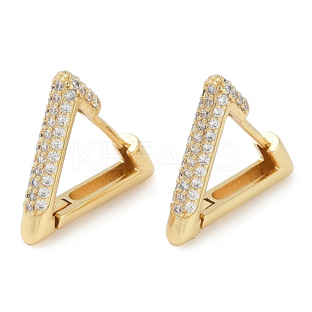 Rack Plating Triangle Brass Micro Pave Cubic Zirconia Hoop Earrings EJEW-Z059-14G-01-1