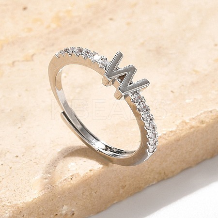 S925 Sterling Silver Adjustable Letter Rings for Women RJEW-M068-01P-W-1