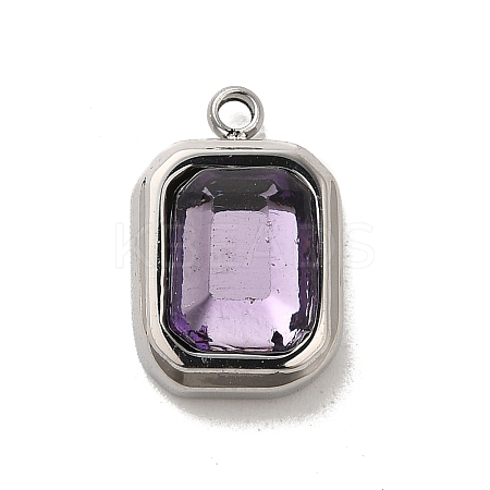 304 Stainless Steel Glass Pendants STAS-L022-062P-03-1