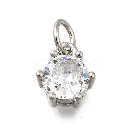 Brass Pave Cubic Zirconia Pendants KK-V002-23P-01-1
