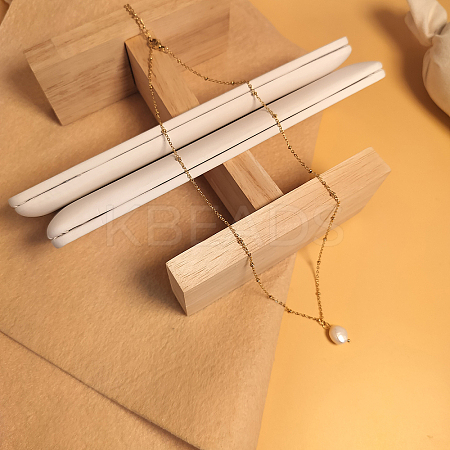 Fashionable Stainless Steel & Plastic Imitiation Pearl Pendant Necklaces for Women OU0374-2-1