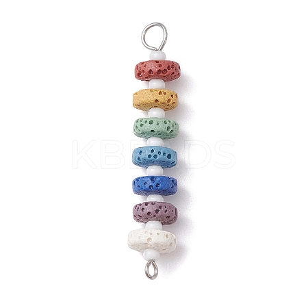 10Pcs Dyed Natural Lava Rock Connector Charms PALLOY-JF02546-03S-1