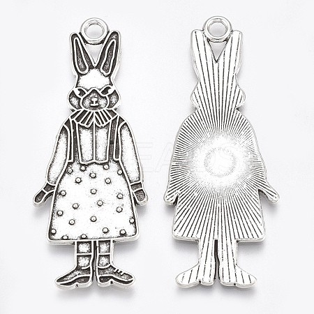 Tibetan Style Alloy Bunny Pendant Enamel Settings TIBE-S314-26AS-LF-1