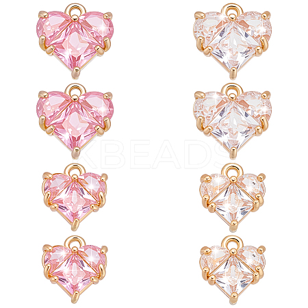 8Pcs 4 Styles Brass Charms KK-WR0001-60-1