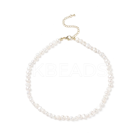 Natural Pearl Beaded Necklace with Brass Clasp for Women NJEW-JN04057-1