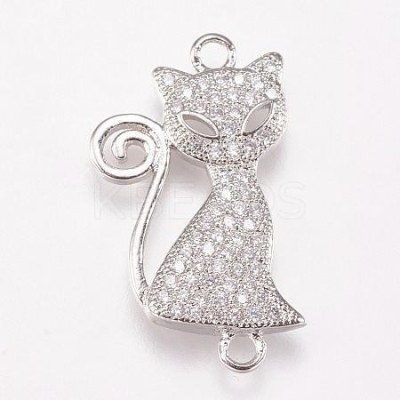 Brass Micro Pave Cubic Alloy Kitten Links Connectors ZIRC-A009-43P-1