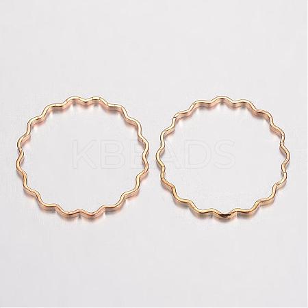 Brass Linking Wavy Rings KK-D522-13G-1