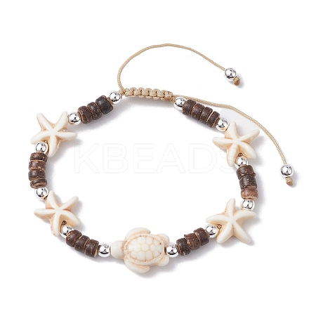Coconut Braided Bead Bracelets BJEW-JB10078-01-1