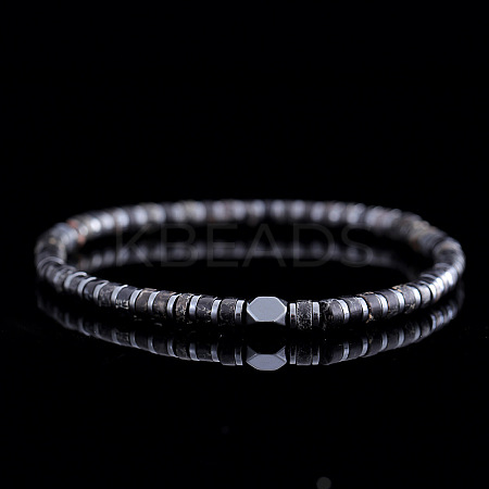 Dyed Natural Imperial Jasper & Synthetic Non-magnetic Hematite Beads Stretch Bracelets for Men EG0676-8-1