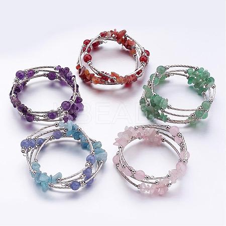 Four Loops Wrap Gemstone Beads Bracelets BJEW-JB02590-1