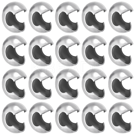 50Pcs 304 Stainless Steel Crimp Beads Covers STAS-BBC0006-73-1