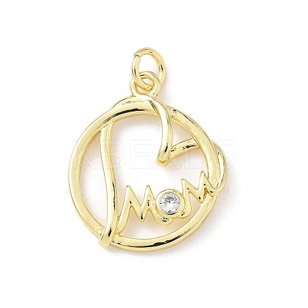 Brass Pave Clear Cubic Zirconia Pendants KK-B141-06G-1