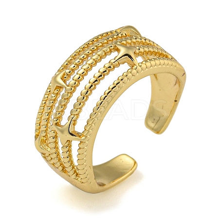 Star Brass Multi-layer Open Cuff Rings for Women RJEW-Z050-07G-1