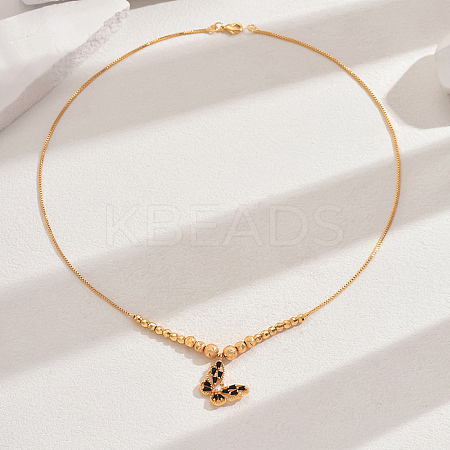 Fashionable Brass Pave Cubic Zirconia Butterfly Pendant Necklaces for Women NR8938-2-1