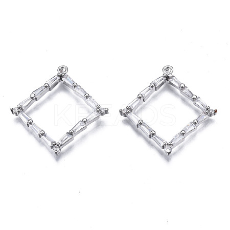 Brass Inlaid Clear Cubic Zirconia Pendants ZIRC-S069-035P-1