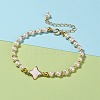 Natural White Shell Star Link Bracelets BJEW-JB05780-02-5
