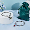 2Pcs 2 Styles Bee & Heart Rose Rhinestone Charm Bracelets Set with Enamel BJEW-AB00006-4