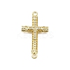 Brass Micro Pave Clear Cubic Zirconia Religion Cross Connector Charms KK-Z100-22G-05-1
