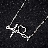 201 Stainless Steel Stethoscope Heartbeat Pendant Necklaces for Women WG4E3E7-02-1