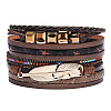 PU Leather Multi-strand Bracelets BJEW-F352-02G-05-1