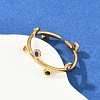 304 Stainless Steel Rhinetsone Open Cuff Rings for Women X-RJEW-K301-07G-01-1