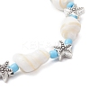 Ocean Theme Natural Shell & Alloy Beaded Stretch Bracelets for Men Women BJEW-JB12387-03-4