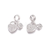 Brass Micro Pave Cubic Zirconia European Dangle Charms ZIRC-E163-13P-2