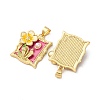 Flower Brass Enamel Pendants KK-D390-17G-03-2
