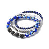 Evil Eye Handmade Lampwork Stretch Bracelets Set BJEW-JB06790-1