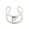 Clear Cubic Zirconia Initial Letter Open Cuff Ring RJEW-A012-01P-F-1