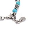 Synthetic Turquoise & Synthetic Hematite Round Beaded Bracelet BJEW-P339-02P-10-3