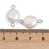 Natural Freshwater Pearl Keshi Pearl Flat Round Connector Charms STAS-D378-19P-3